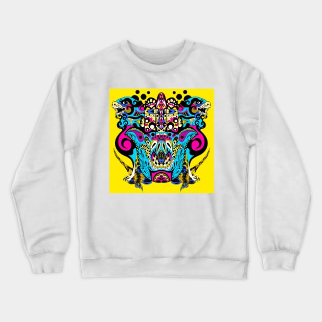 the kaiju mandala in beast of dogs and butterflies madness ecopop Crewneck Sweatshirt by jorge_lebeau